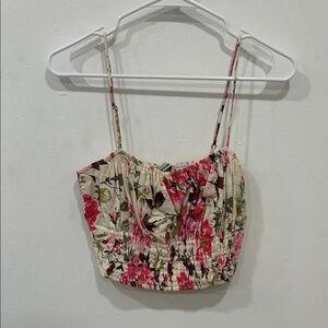 Abercrombie & Fitch Floral Crop Top - Pink and Cream